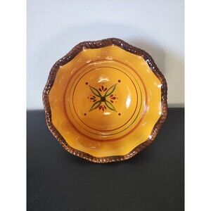 Celebrating Home Tuscan Home Stoneware Serving Bowl Hand Painted Fluted 9"